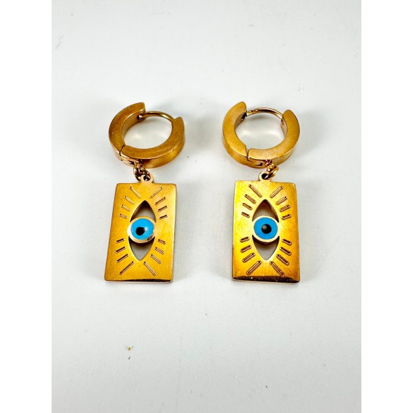 Gold Göz Detaylı Küpe